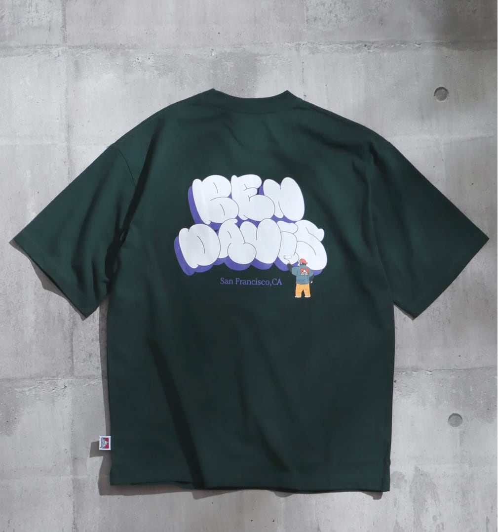 BEN DAVIS (ベンデイビス) バブルロゴ ビッグシルエット Tシャツ 半袖 (51)ボトルグリーン C-2580043
