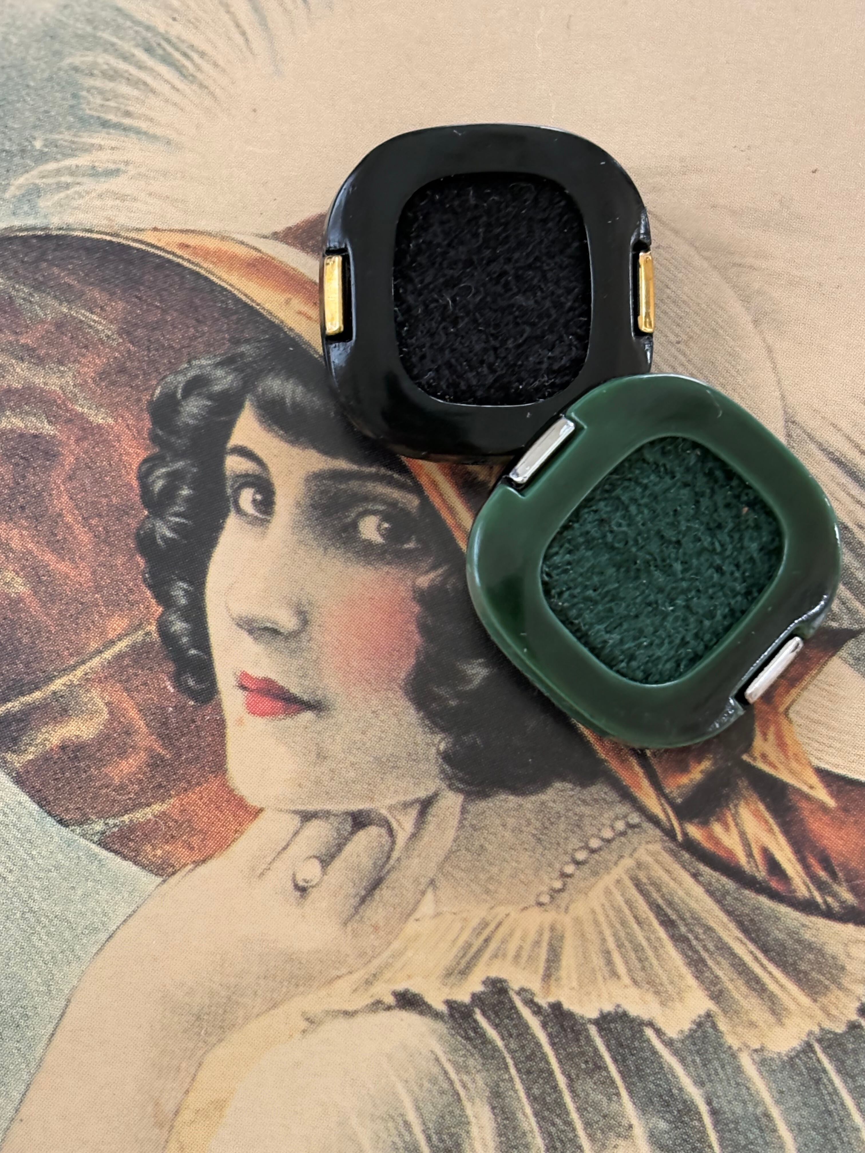 20mm Japanese Vintage ヴィンテージボタン スエード調 スクウェア グリーン/ブラック アクセサリーパーツ 装飾