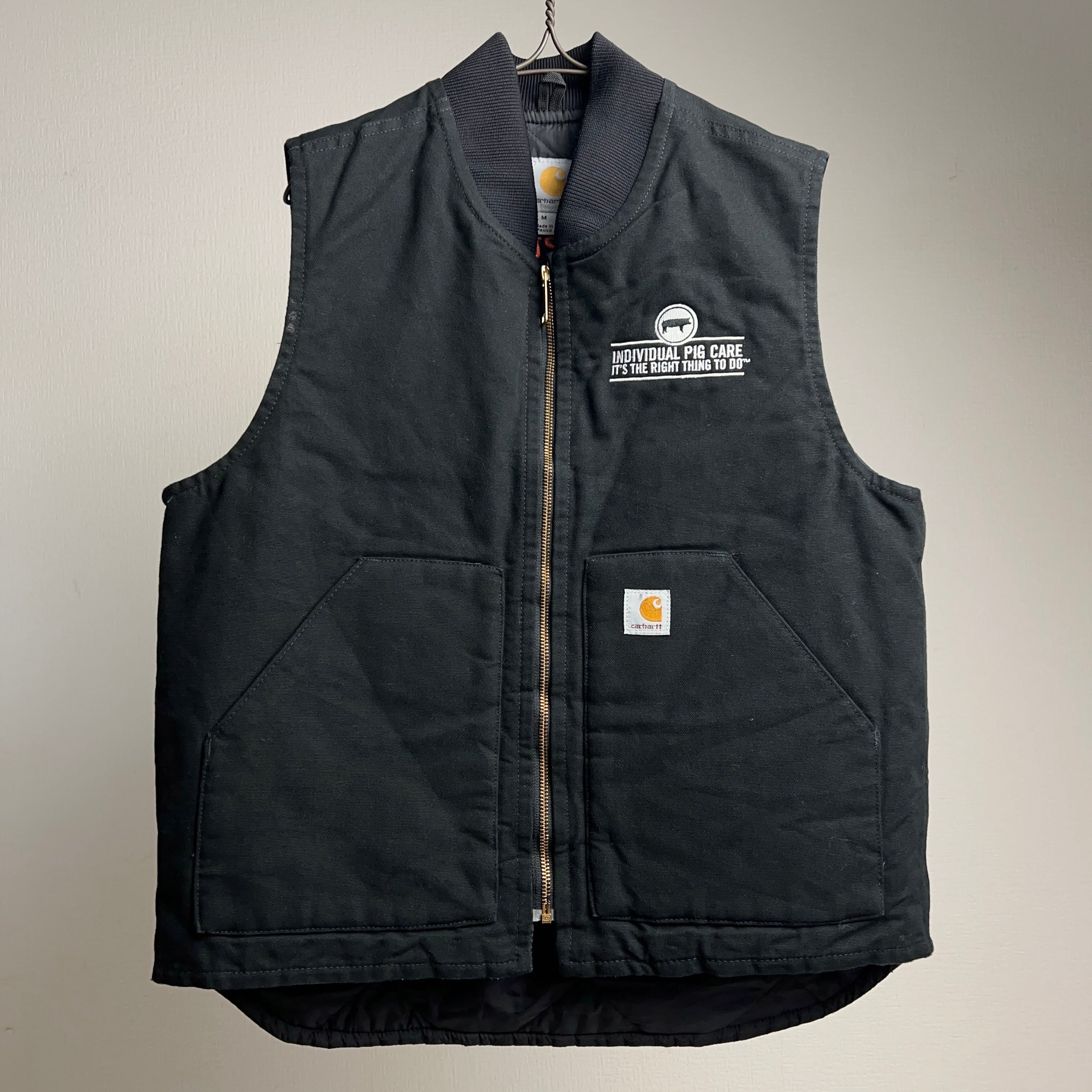 00's~ “Carhartt” Duck Vest BLACK SIZE M 00年代 カーハート ダックベスト ブラック  刺繍【0929A118】【送料無料】