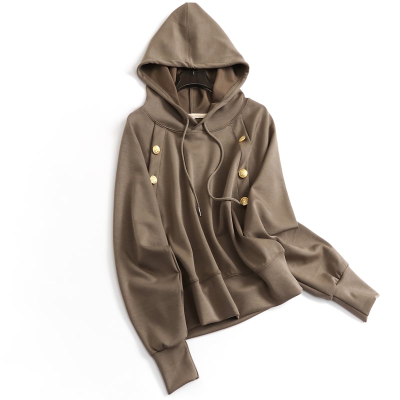 Raglan sleeve hoodie with buttons TO0681