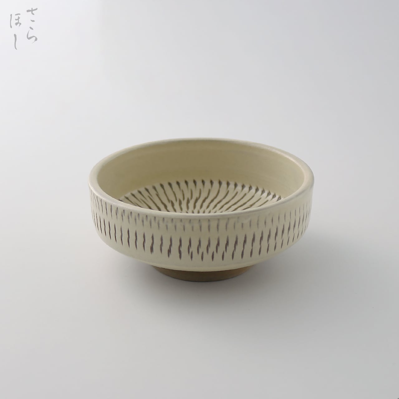小鹿田焼 小袋窯 3寸5分切立皿 (深) 内外飛びかんな 白 直径約10cm