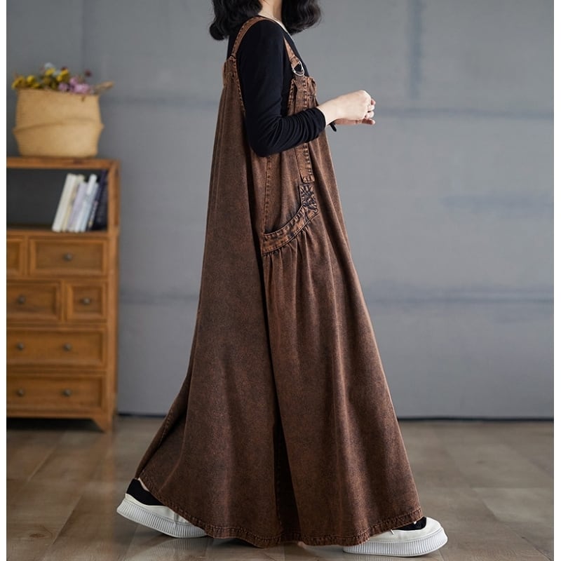 ビンテージデニムマキシサスペンダーワンピース(3色)10846