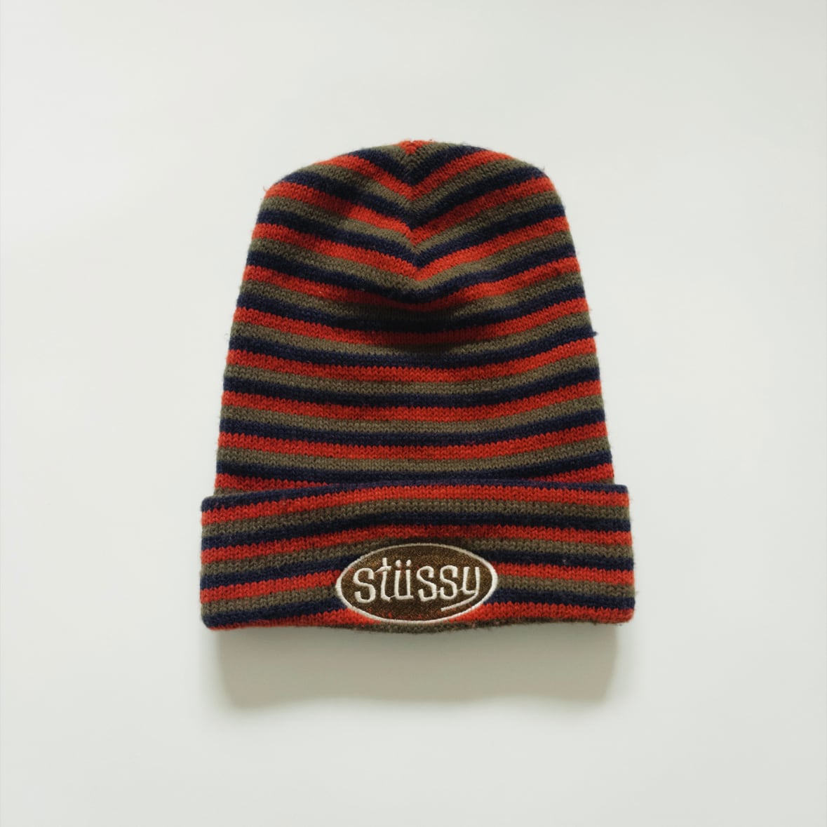 90s OLD STUSSY/Logo embroidery Long Beanie/Free/刺繍ロゴ/ロング