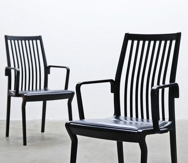 在庫2脚 TENDO 天童木工 アーム 本革 ダイニングチェア ヴィンテージ レトロ ブラック 黒 1 PLT16118