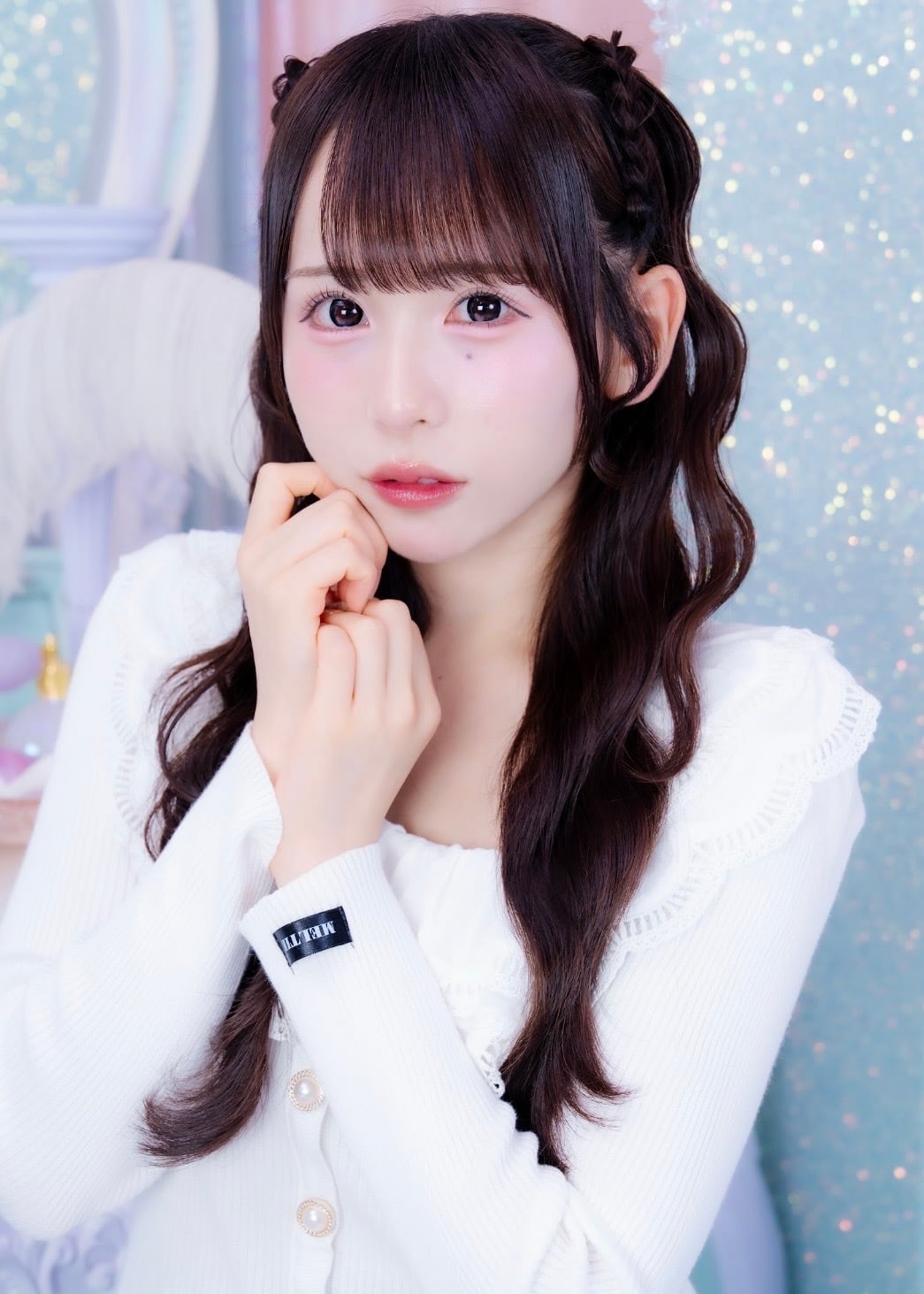 frill collar peplum knit