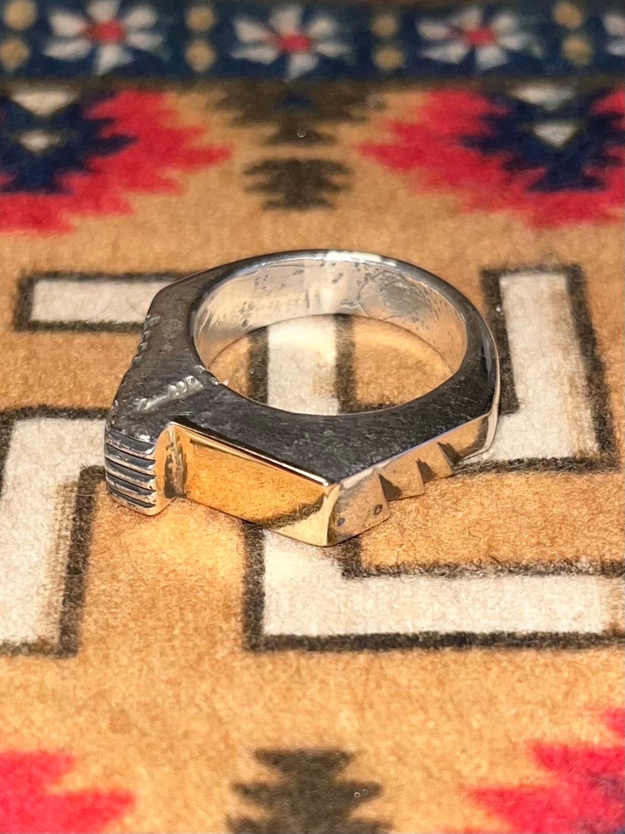 KEE YAZZIE JR. sv × k14 petroglyph ring set with candelaria turquoise