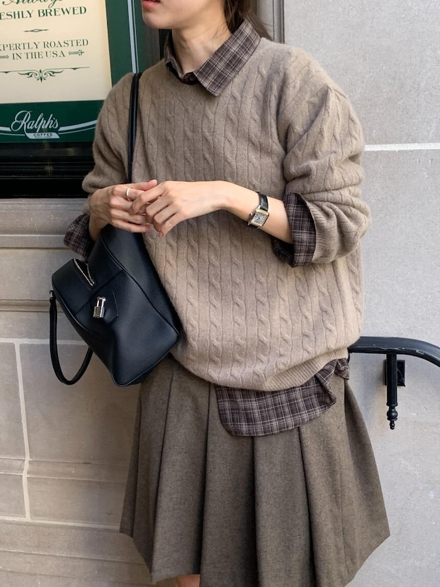 (即納) JINSIM / Maron check shrit