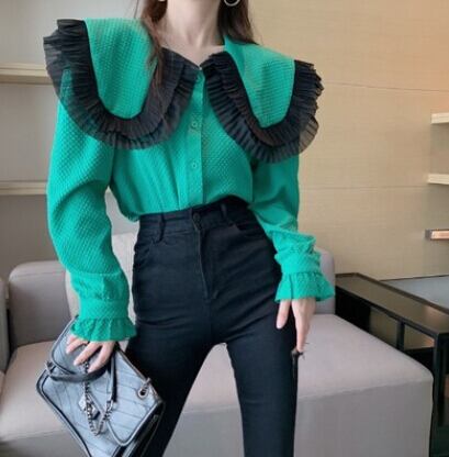 新作 レディース トップス シャツ 長袖 フレア