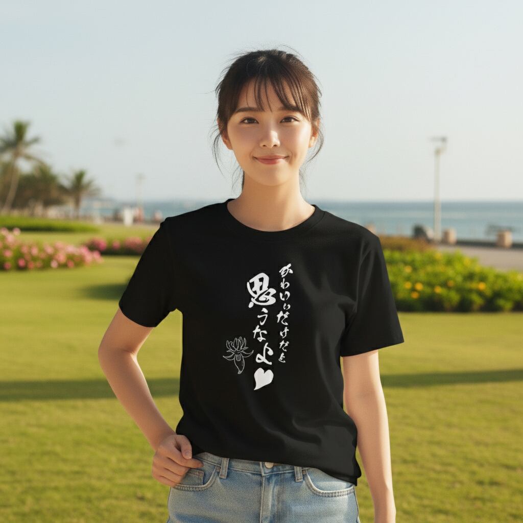 幾何学模様綿レーヨン半袖Tシャツ 今昔 KJ-22009 和柄 和風 狐 きつね