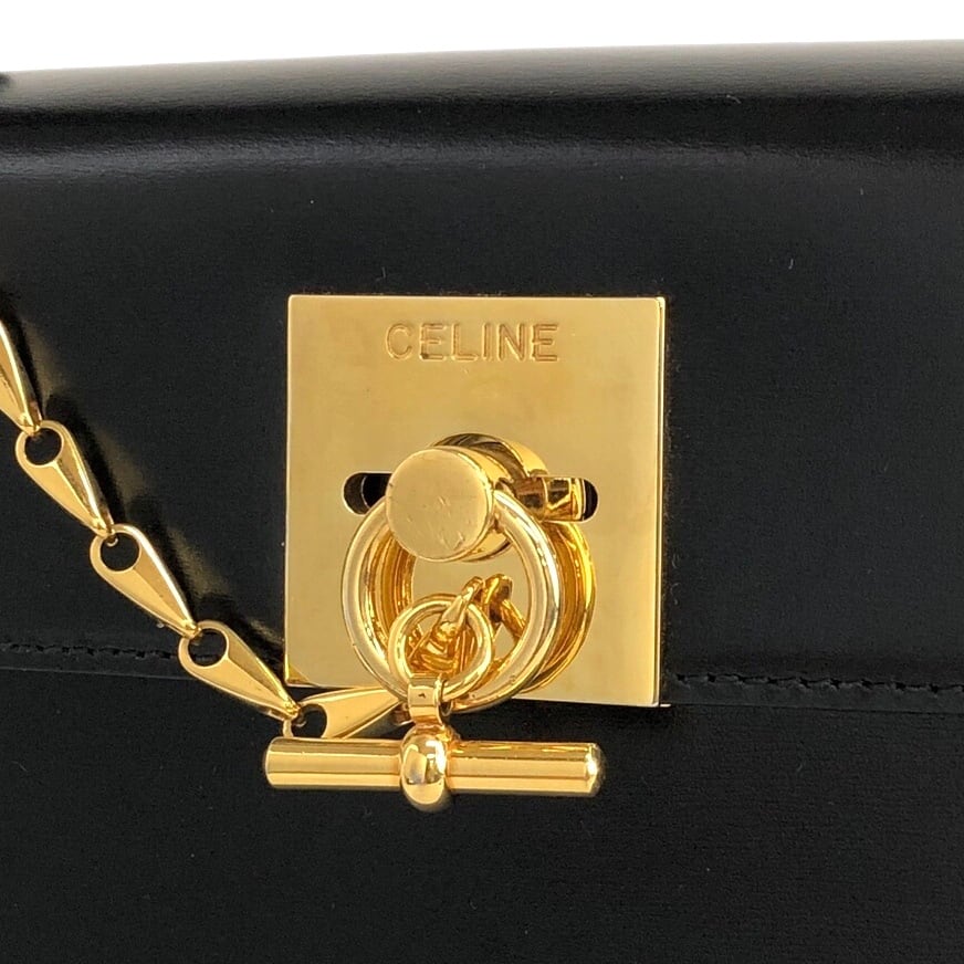 CELINE セリーヌ ハンドバッグ ブラック ガンチーニ チェーン レザー