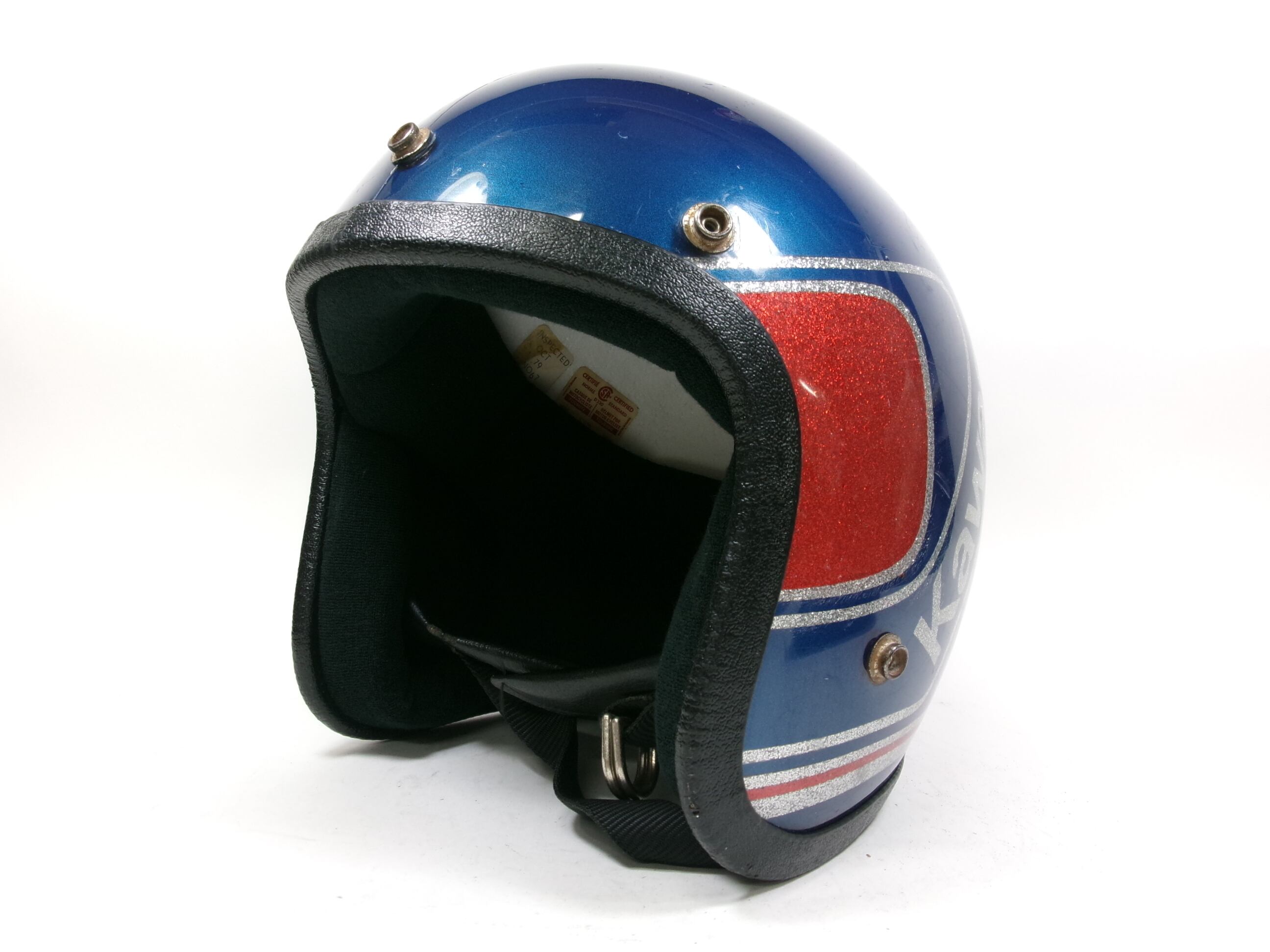 70s KAWASAKI ジェットヘルメット 目深加工済み L ☆ 70年代 当時物 