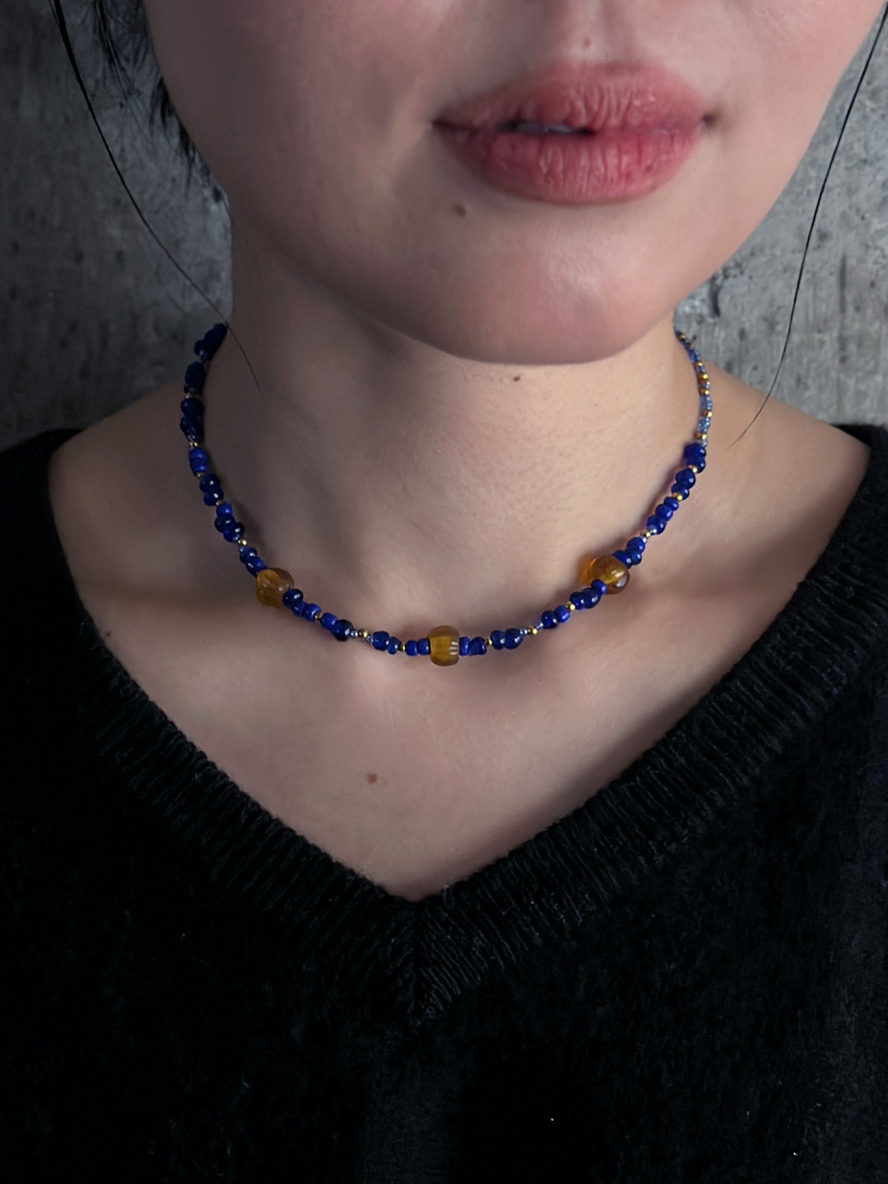 333 original/Naga tribe vintage beads & Karen tribe beads necklace(blue)