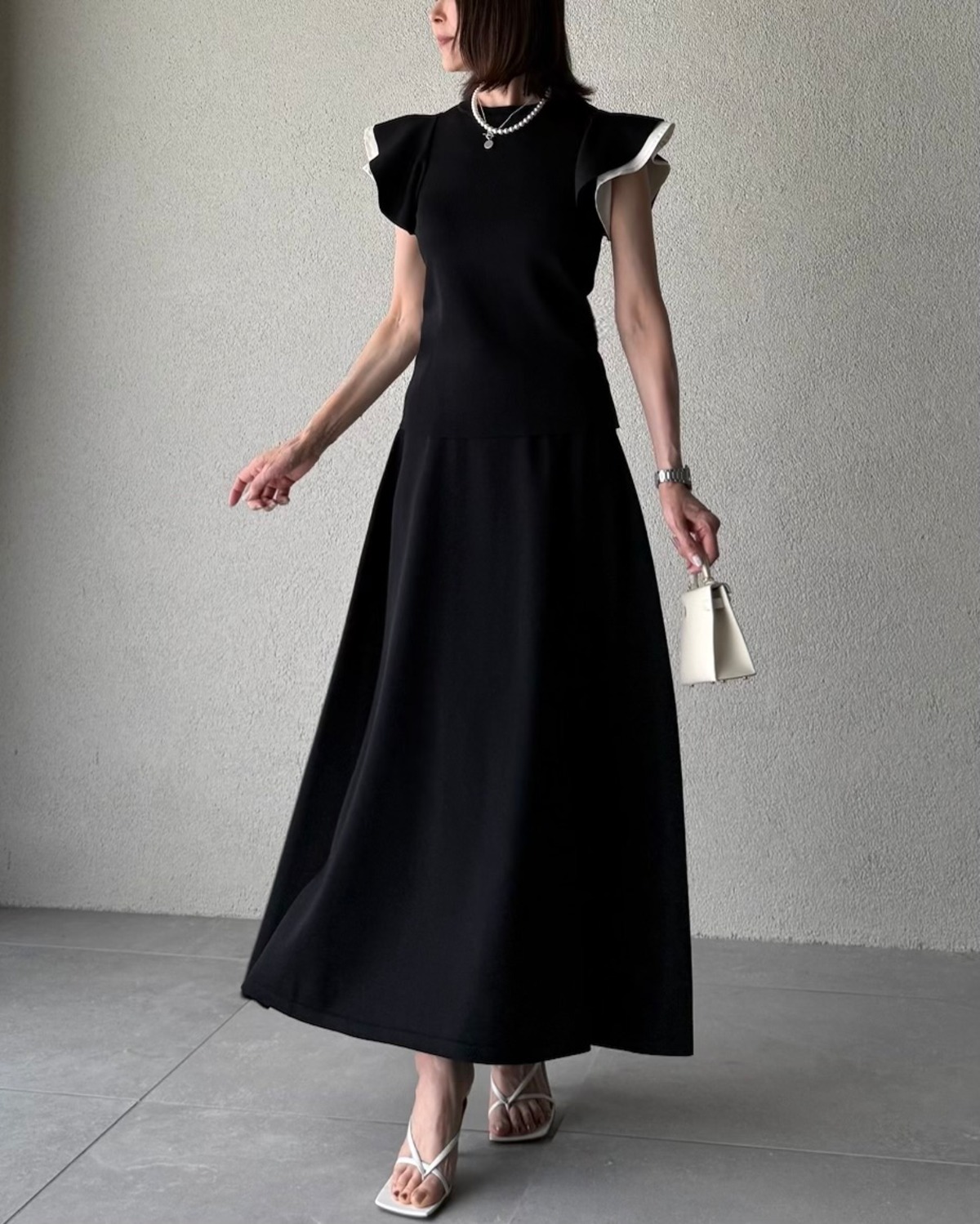残り僅か！SYSORUS × akko3839 ストレッチニットロングスカート 821232 