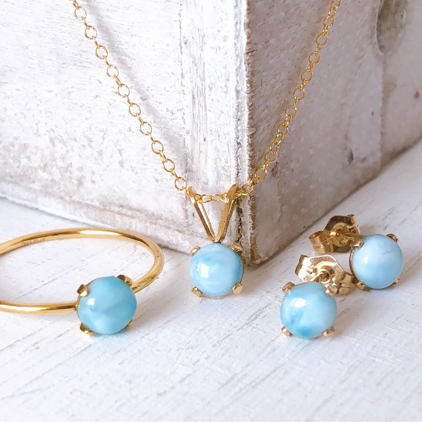 14kgf天然石ラリマーピアス】 | Anemoon handmade jewelry