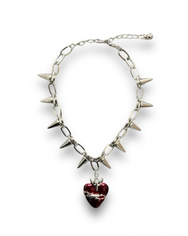 【PLANET STUDIO】spike chain heart necklace