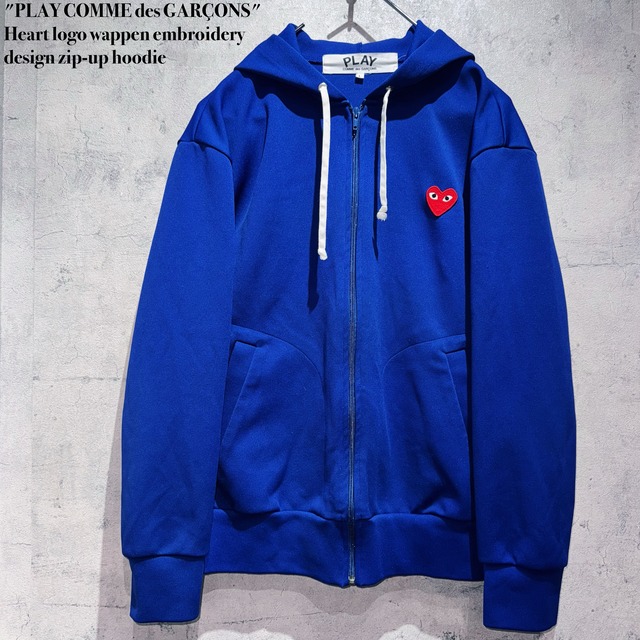 "PLAY COMME des GARÇONS"Heart logo wappen embroidery design zip-up hoodie