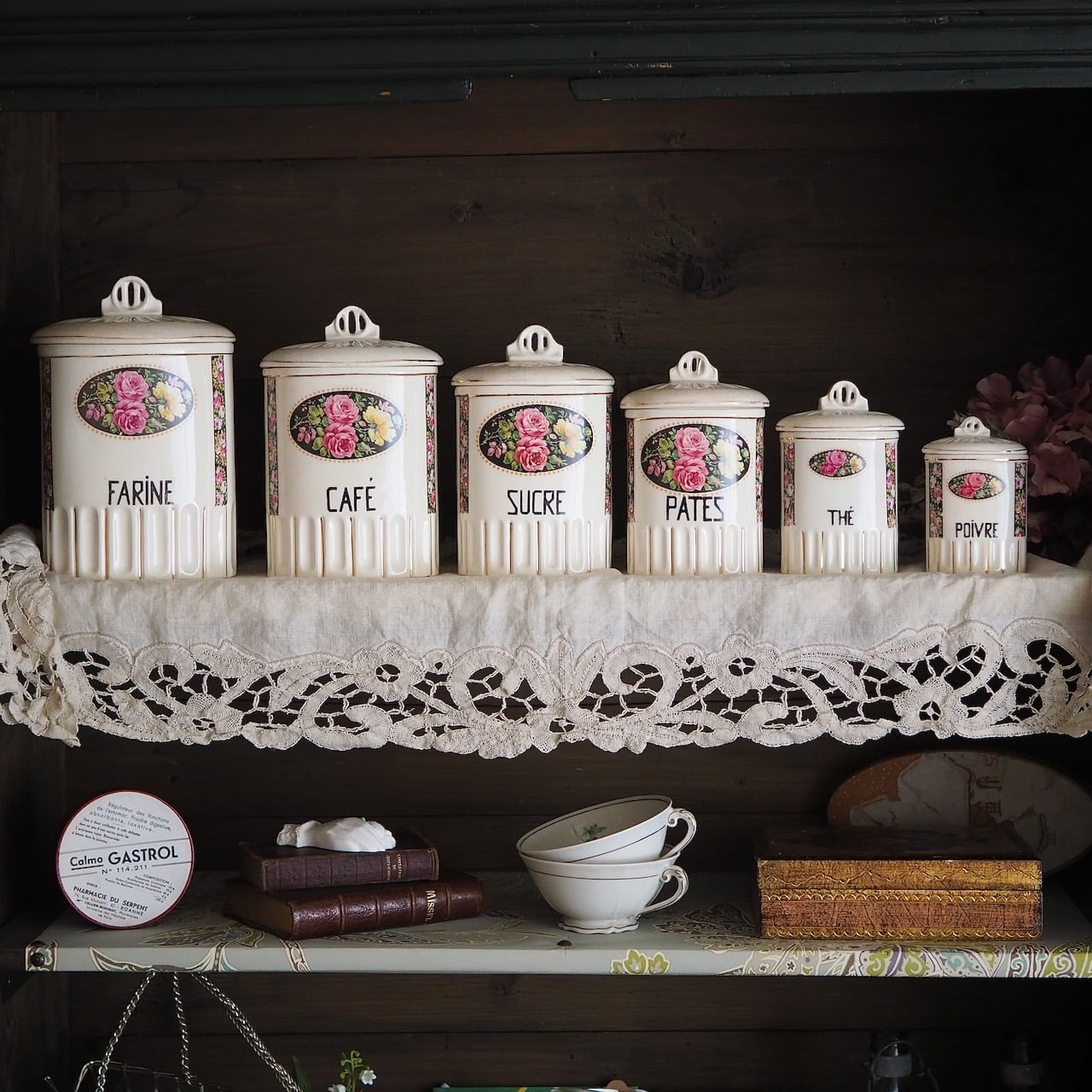 6個組バラ柄キャニスター