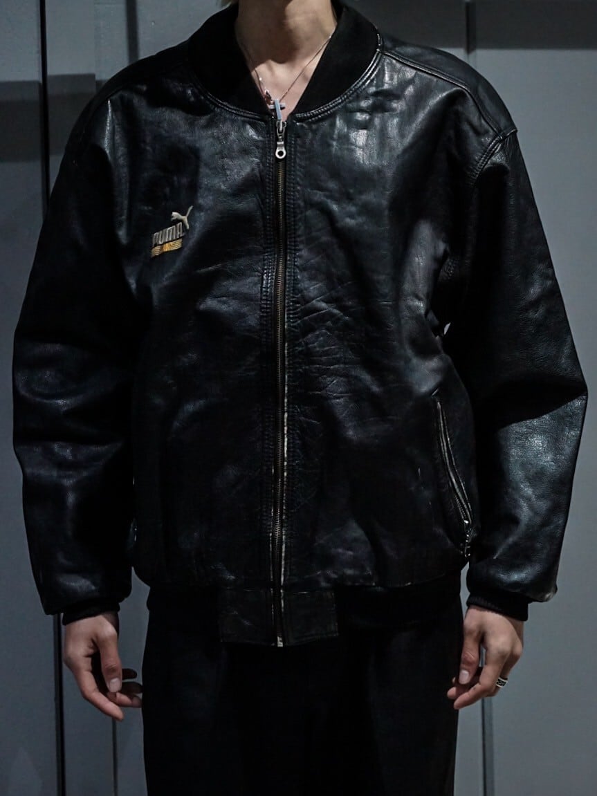PUMA Vintage Loose Leather Bomber Jacket