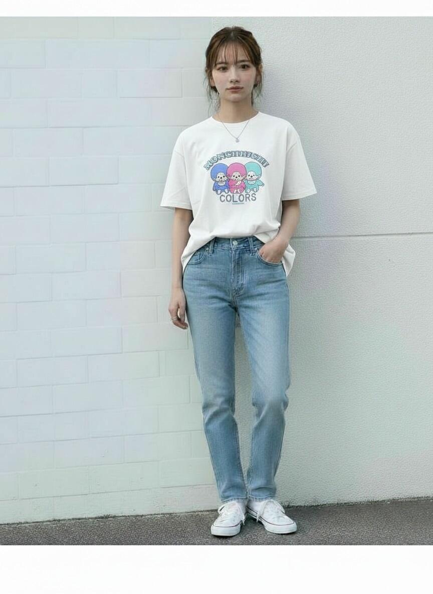 【セレクトライン】モンチッチ ヴィンテージライクTシャツ(カラーズ) ホワイト