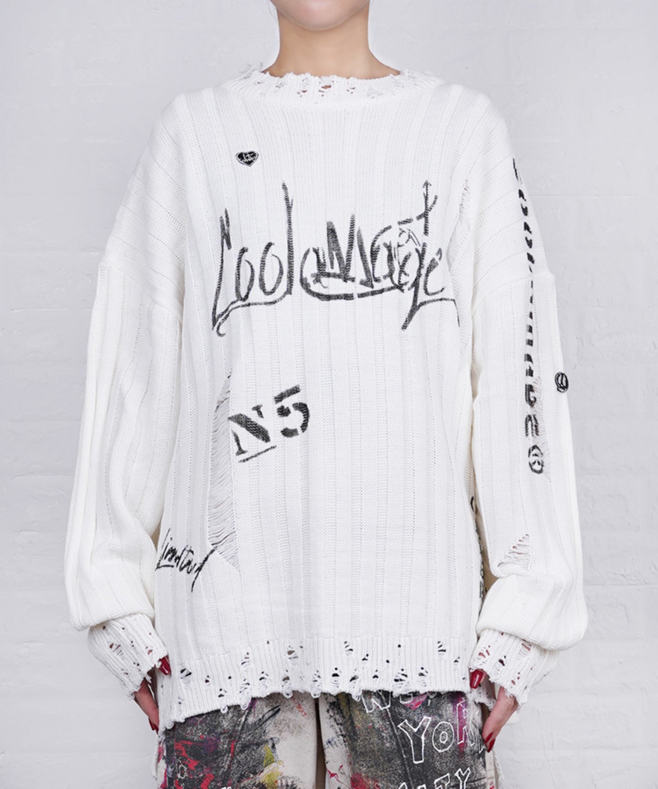 【ATELIER LINE】ランダムペイントルーズニットTOPS 　CQ-48069H