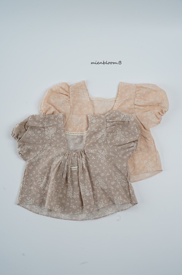 予約 : Linen floral blouse (kids)〔mienbloom.b〕