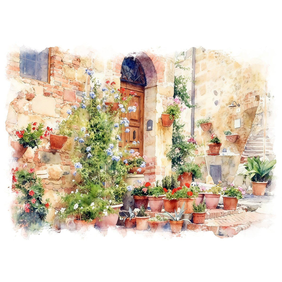 絵画 イタリア 風景画(街並み) トスカーナ インテリアアート額付き 水彩画・油絵調 WAT0260