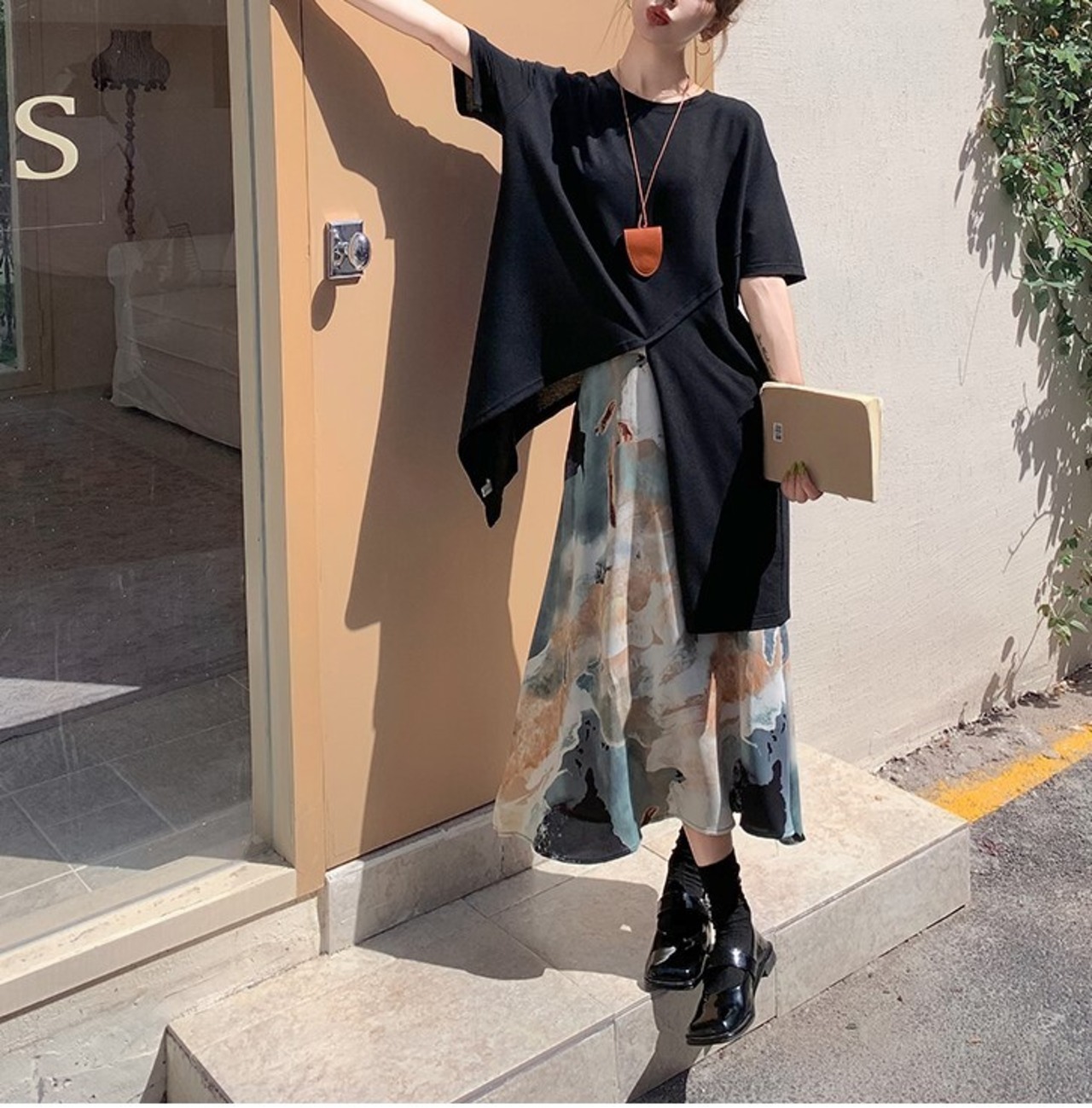 アートプリントスカート A00178