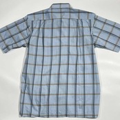 DAKS ダックス チェック 半袖シャツ L/くすみブルー系 メンズ