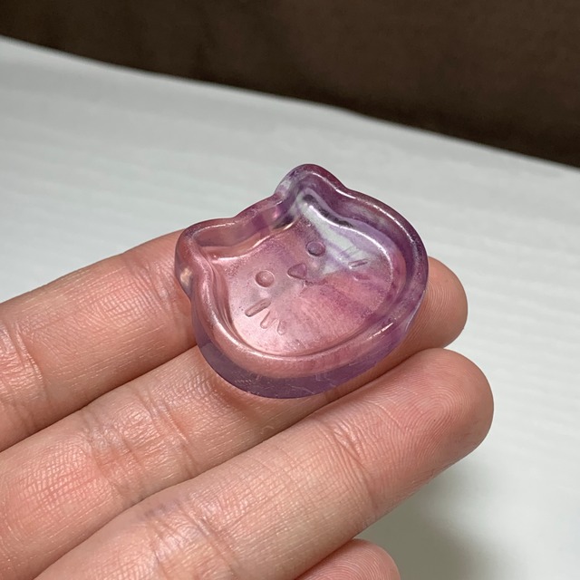 30.可愛い猫顔☆フローライト猫皿