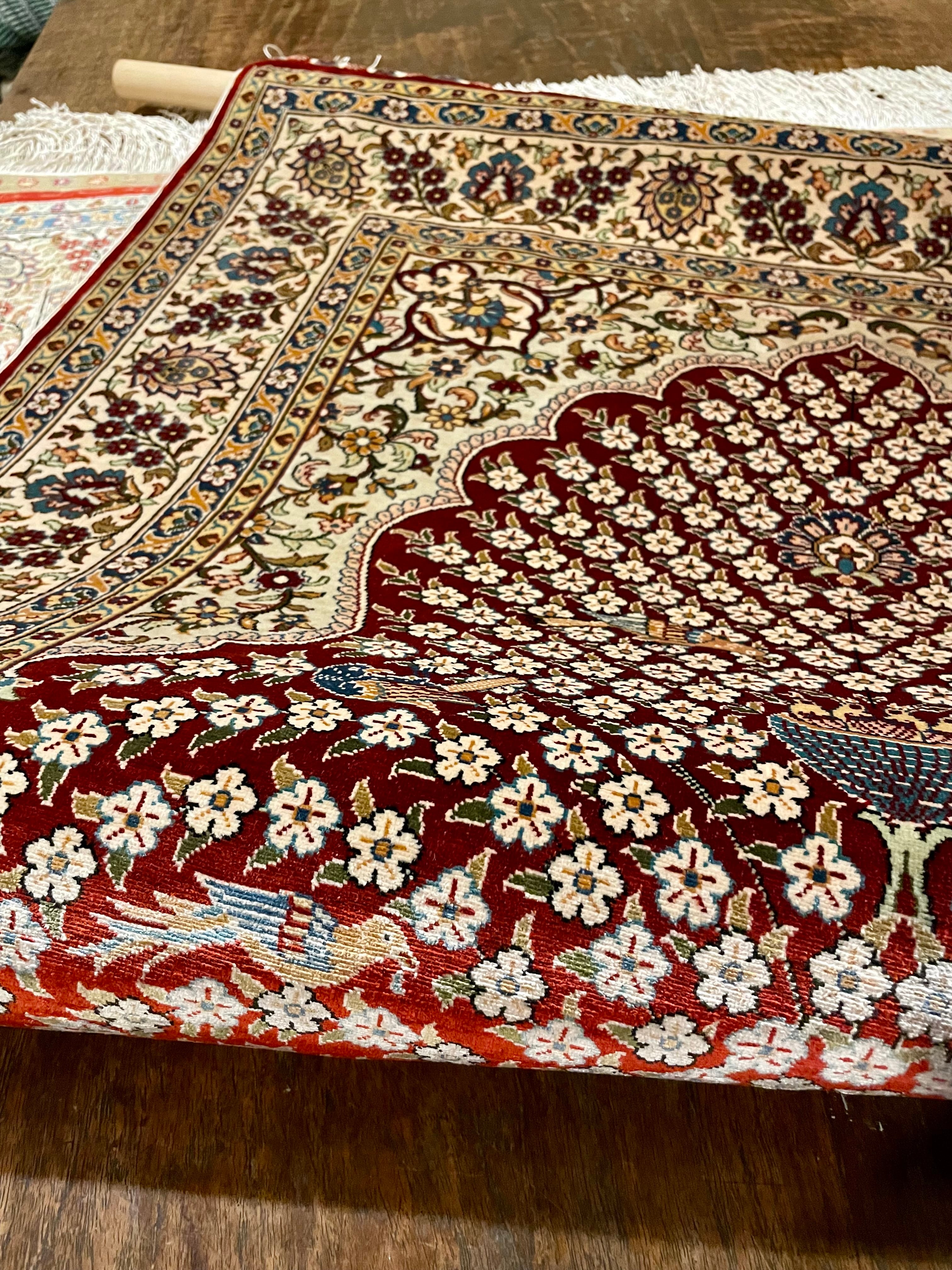 ペルシャシルク絨毯タペストリー （Iran Vintage ペルシャ絨毯 シルク 