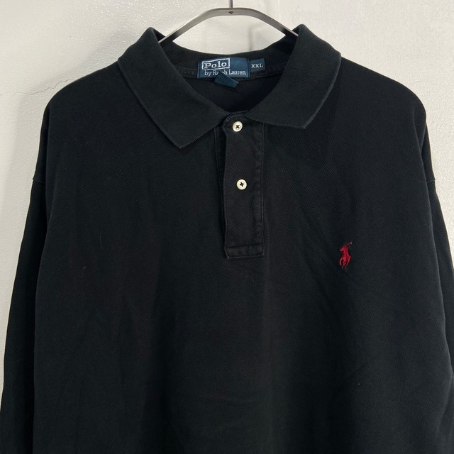 『送料無料』Ralph Lauren 長袖ワンポイントポロシャツ XXL 黒 ビッグサイズ