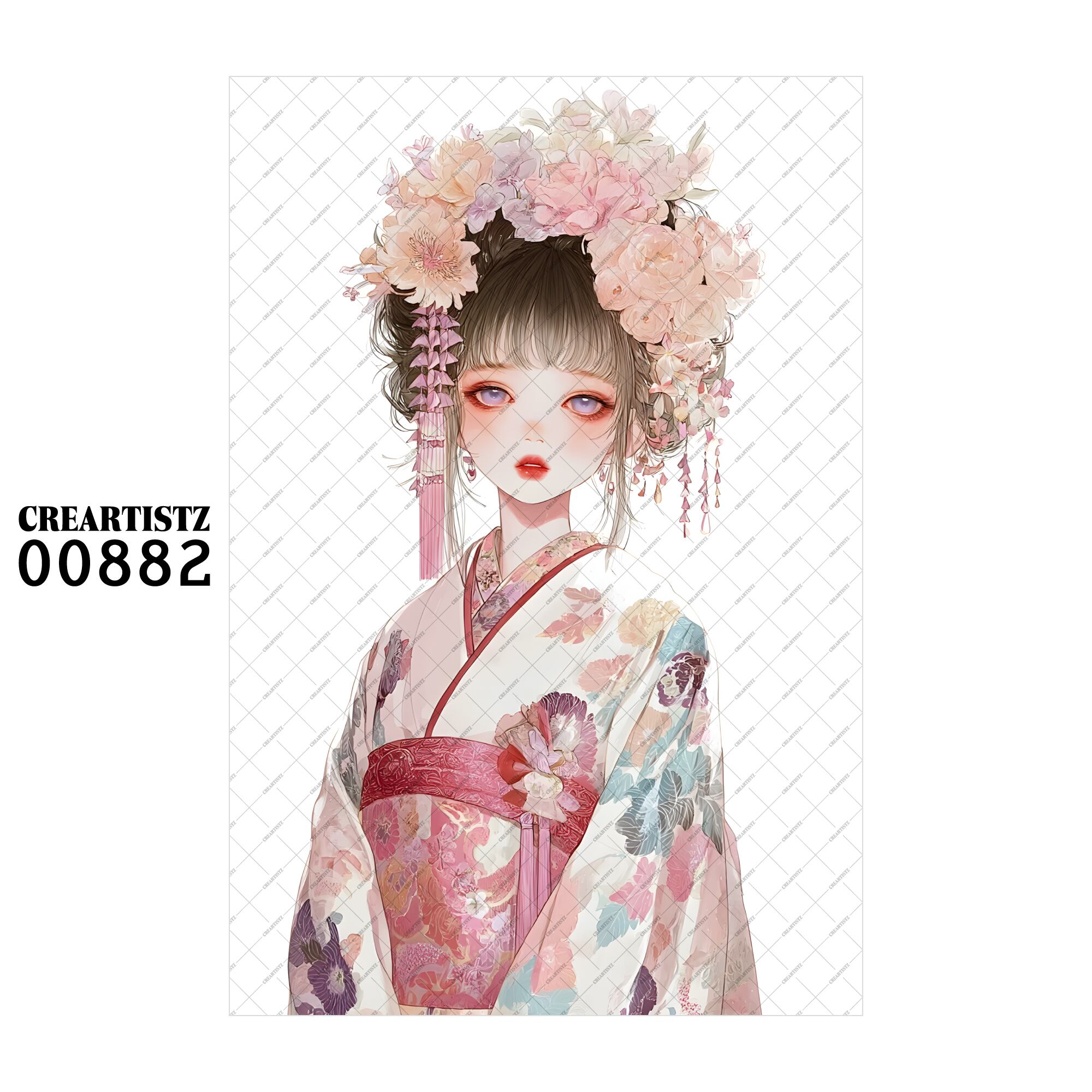 00882 ガール キュート オリジナル ペーパー/ステッカー 4枚セット CREARTISTZ