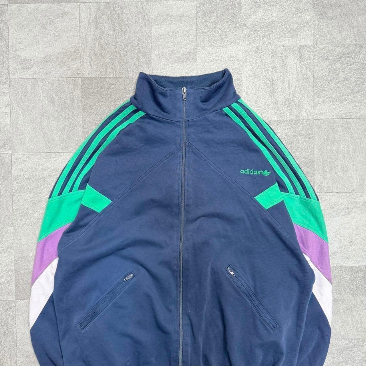 【極上】アディダス トラックジャケット 80s 銀タグ 刺繍 ラグラン ゆるだぼ