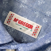90s McGREGOR SPORTSWEAR マクレガー ペイズリー 総柄 半袖シャツ M ブルー系 メンズ ビンテージ