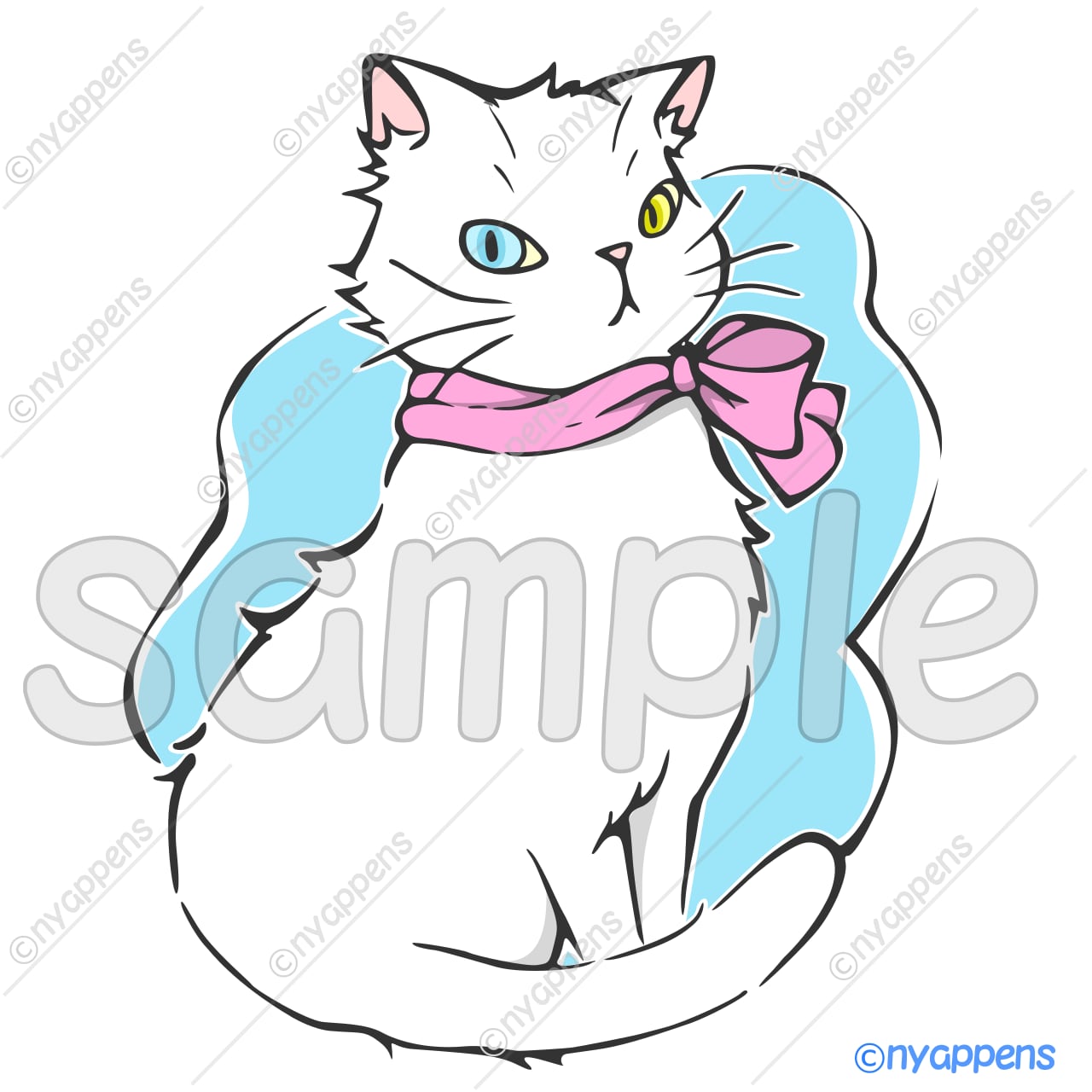 【商用利用OK】ほのぼの手書き猫イラスト<M5a>おしゃれ白猫