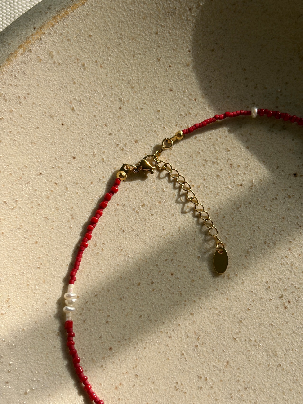 Red – coral × Beads Necklace［BZN41］
