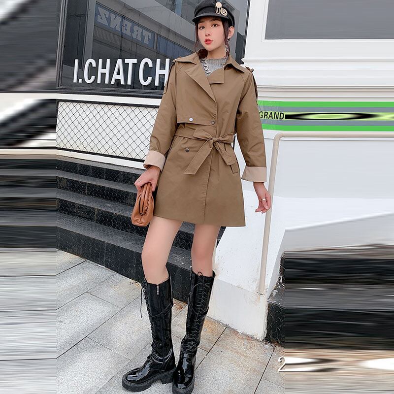 大きいサイズの秋の女性の脂肪mm二重層の襟の新しい脂肪姉妹ウインドブレーカージャケット200 kg緩い、薄いミドル丈のトレンド ミックスインファッション66814599327