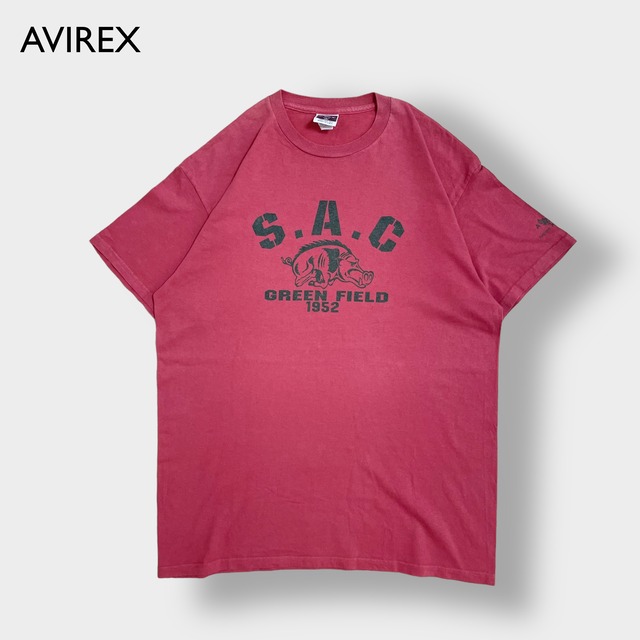 【AVIREX】USA製 S.A.C アーチロゴ Tシャツ くすみカラー 袖プリント L アヴィレックス US古着　