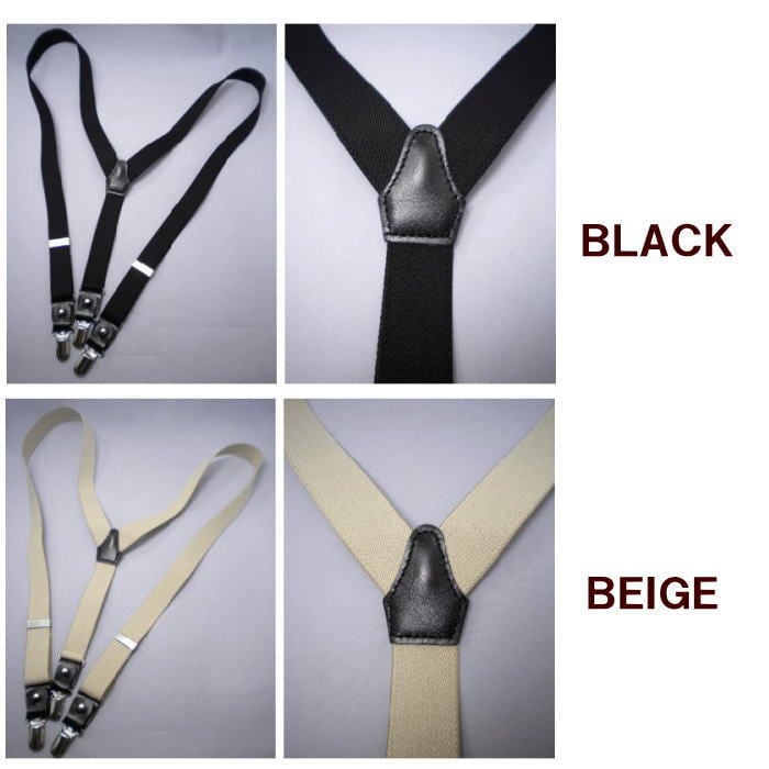 Y型サスペンダー クリップ ボタンホール 2WAY 日本製 ブラックと Y型サスペンダー クリップ ボタンホール 2WAY 日本製 ブラックと