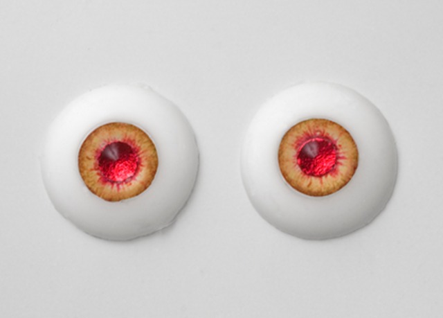 Silicone eye - 17mm Burning Amber with Shiny Red Pupils