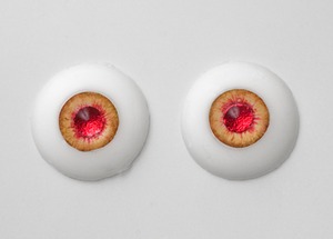 Silicone eye - 17mm Burning Amber with Shiny Red Pupils