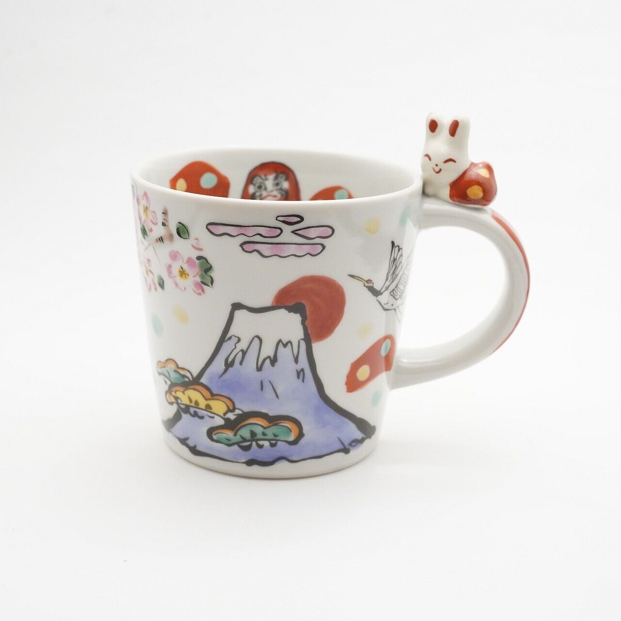【夕立窯】富士めでたい三昧 うさぎやすみマグカップ 3-A