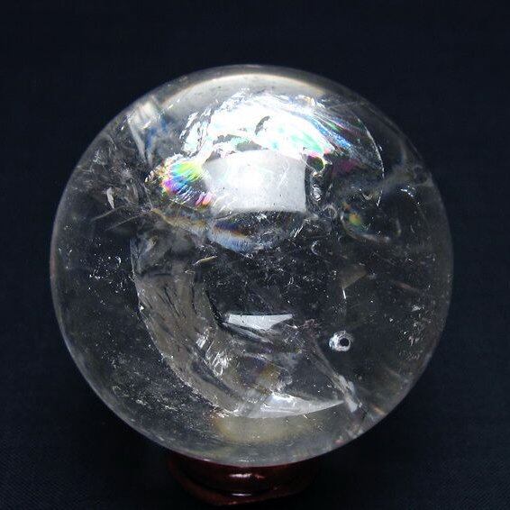 水晶 丸玉 虹入り 57mm スフィア 置物 水晶玉 一点物 151-8834