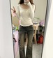 4色／小花柄ドッキングヘンリーネックトップス ・78614