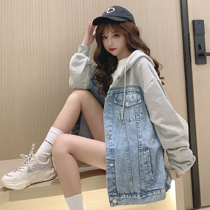 スプリングオータムスタイルセーター ジャケット ルーズフードトップス ロング 春物 秋物 ステッチ 萌量不足52739895829