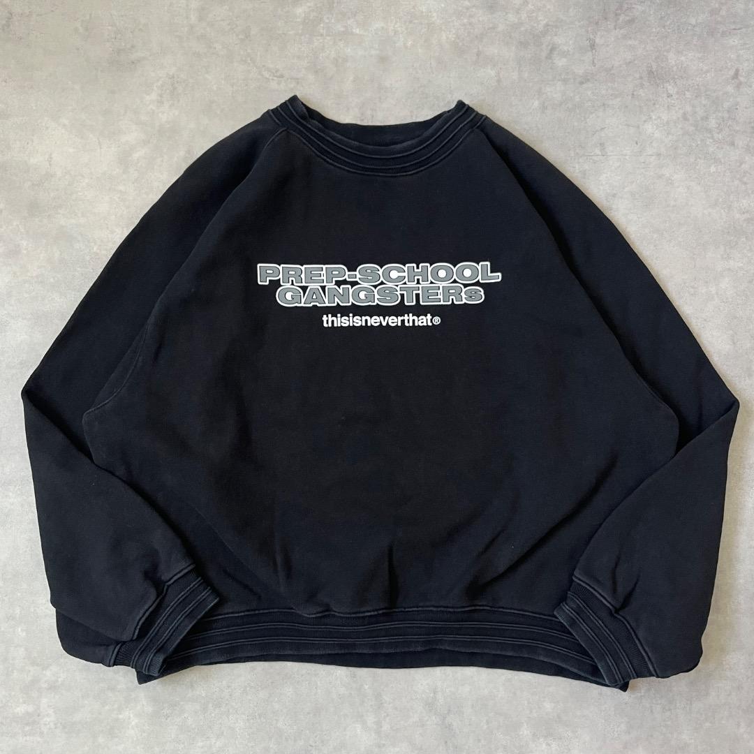 ディスイズネバーザット ネバザ スウェット 古着 ロゴ L 黒 白 17950