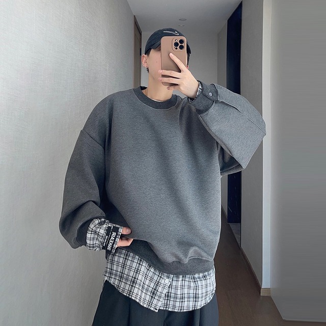 dannyandzeeトレンド感抜群チェックレイヤードトレーナー