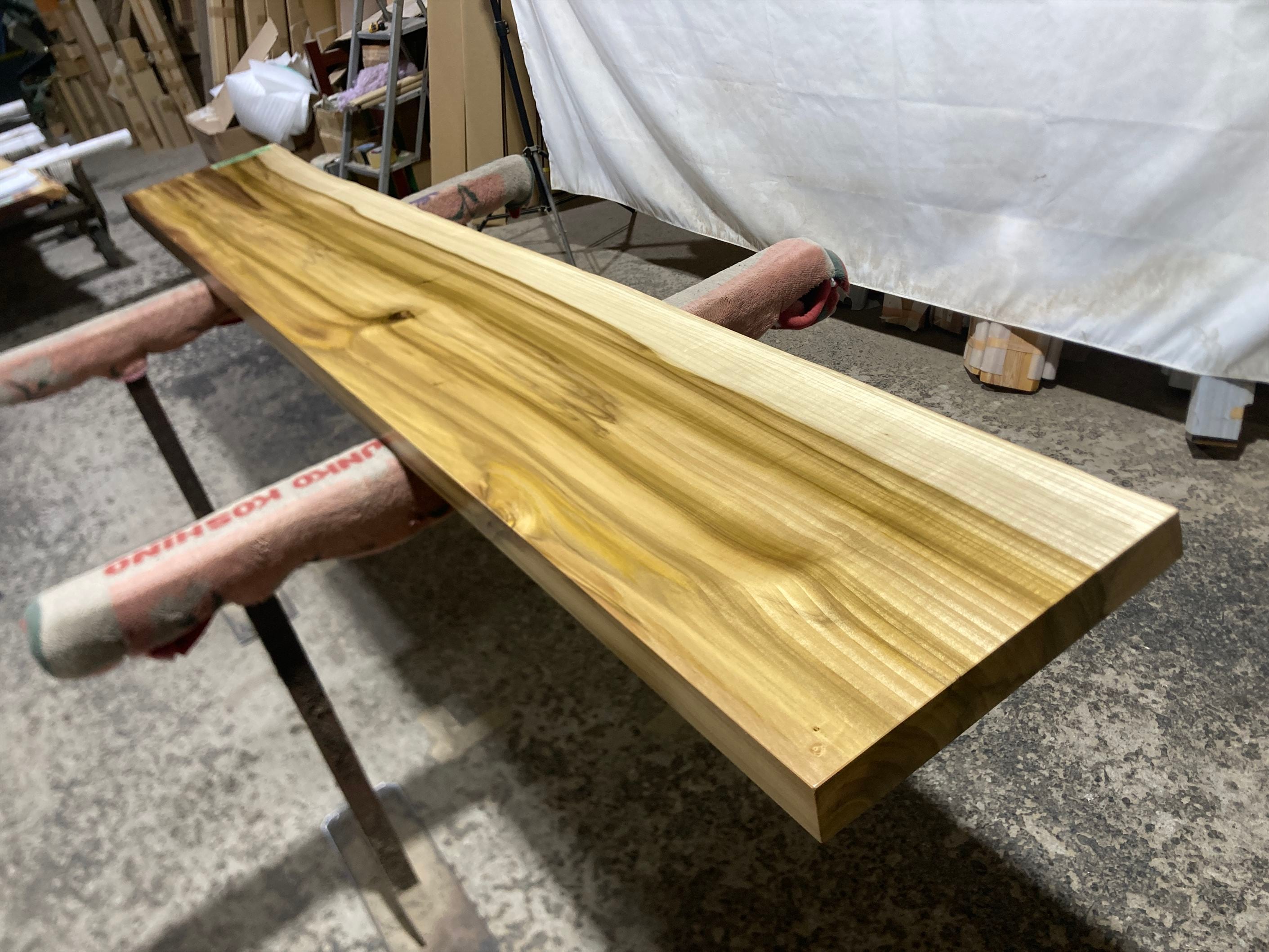 テーブル 一枚板 無垢材 ユリノキ9318 一枚板無垢 乾燥材 2500x400-390x48mm カウンター