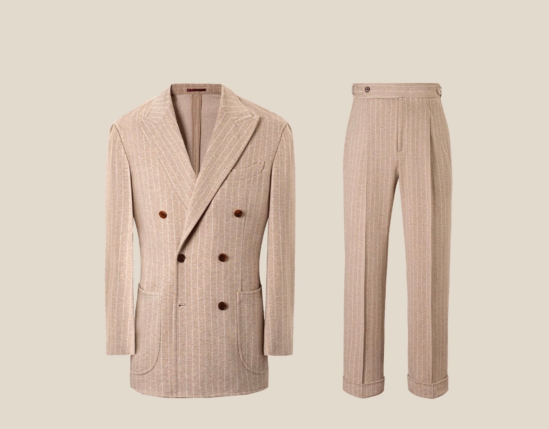 ジャージーダブルブレストストライプセットアップ