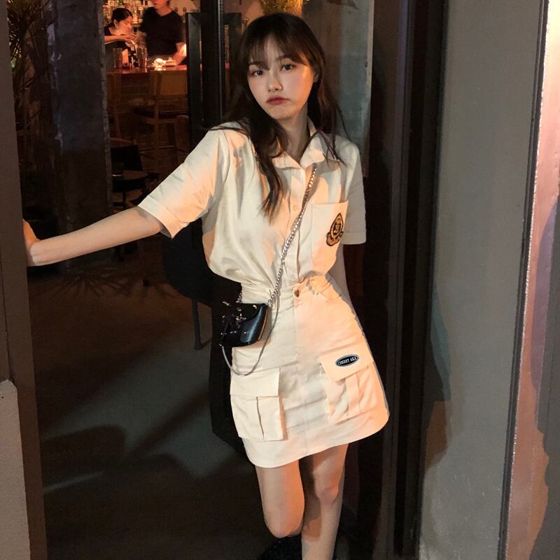 スタイルシャツ サマーソリッド カラースカート 夏物 ソリッドカラー ドラファッションホール90173587675